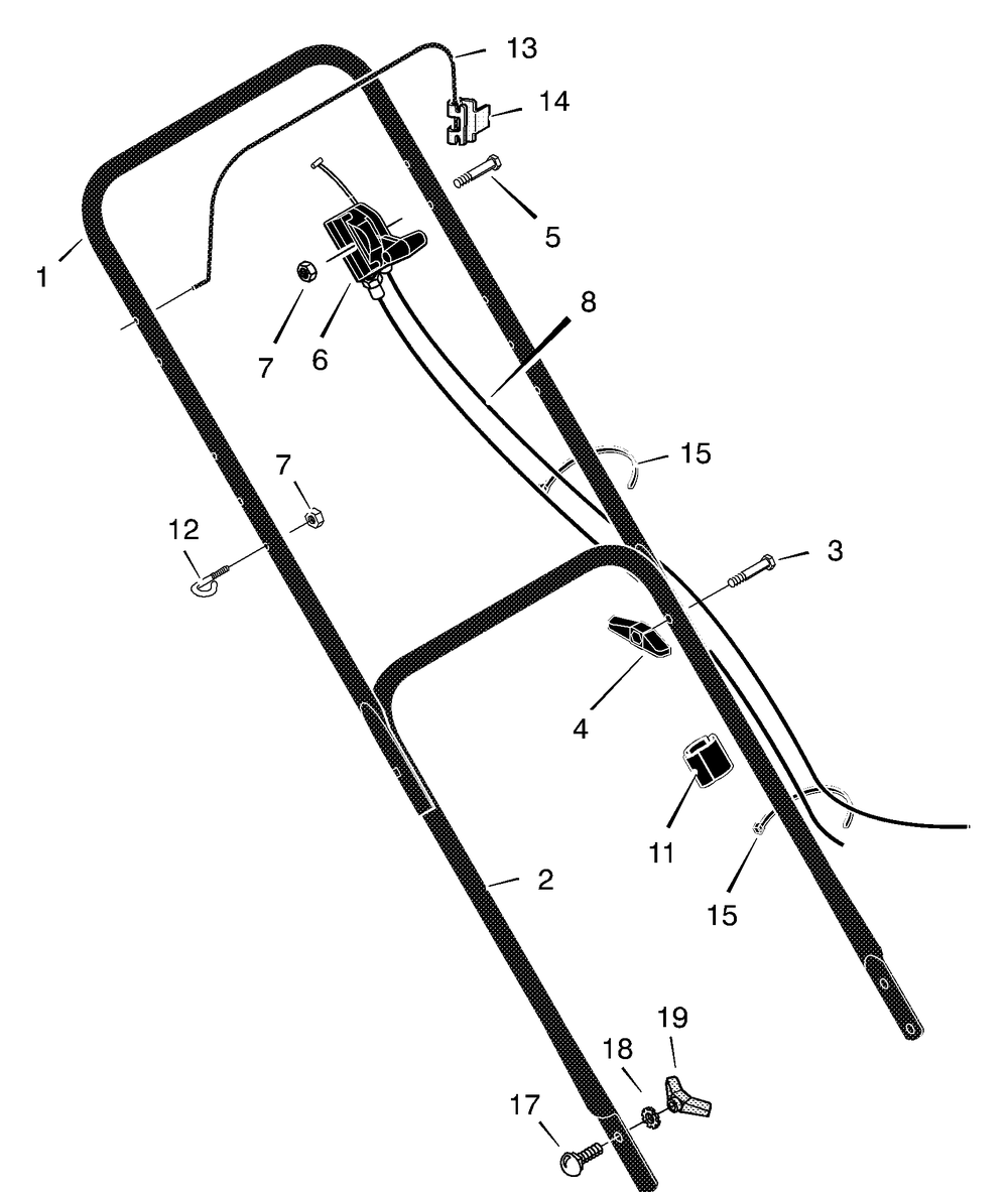 Handle Assembly Diagram and Parts List for 222390X99A 2001 Briggs and Stratton Lawn Mower